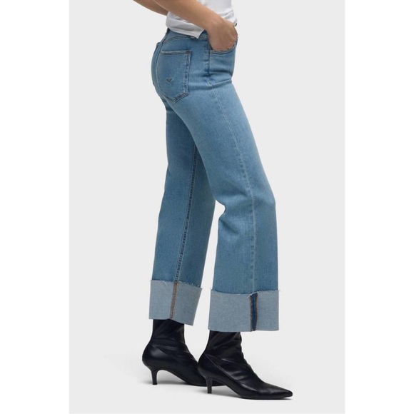 HUDSON rosie high rise wide leg ankle cuff jean in oak - Picture 1 of 3